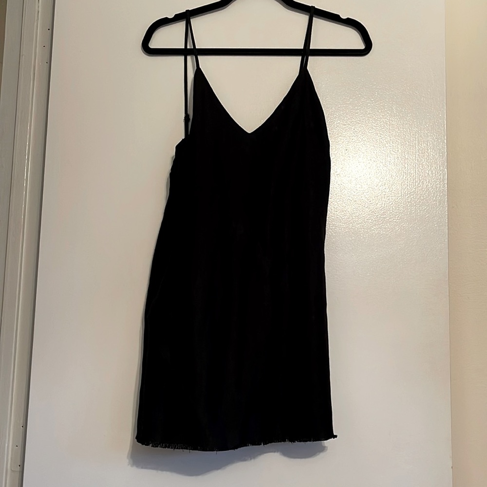Black linen/cotton shift dress